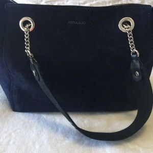 Jimmy Choo Flo Navy Suede Bag
